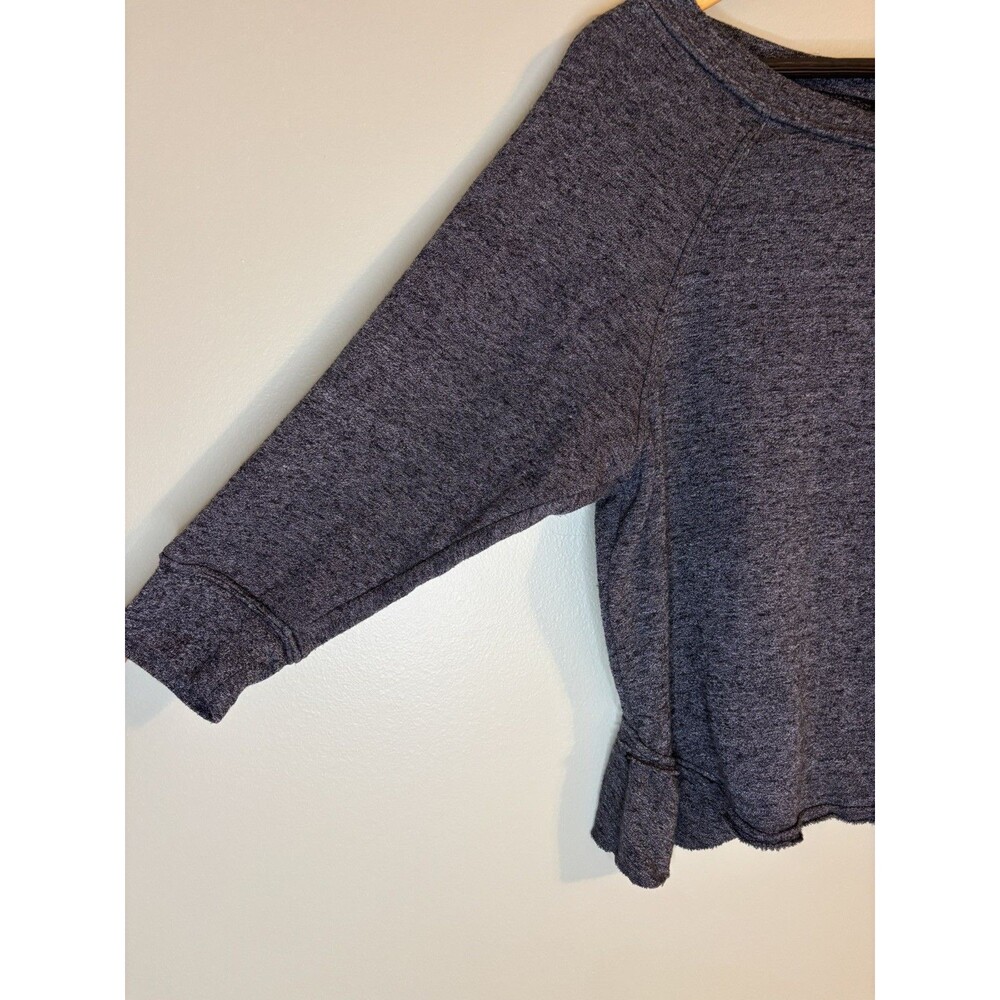 Juicy Couture Heathered Gray Cropped Ruffled Hem Sweatshirt Large USA - Picture 3 of 9